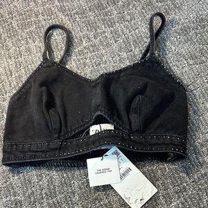 Zara Black Denim Crop Top with Studs